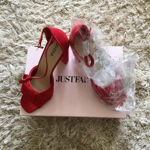 JustFab Red Block Heels